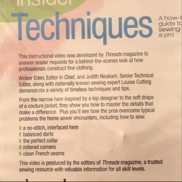 Sewing DVD Threads Industry Insider Techniques Louise Cutting NEW - Picture 3 of 3